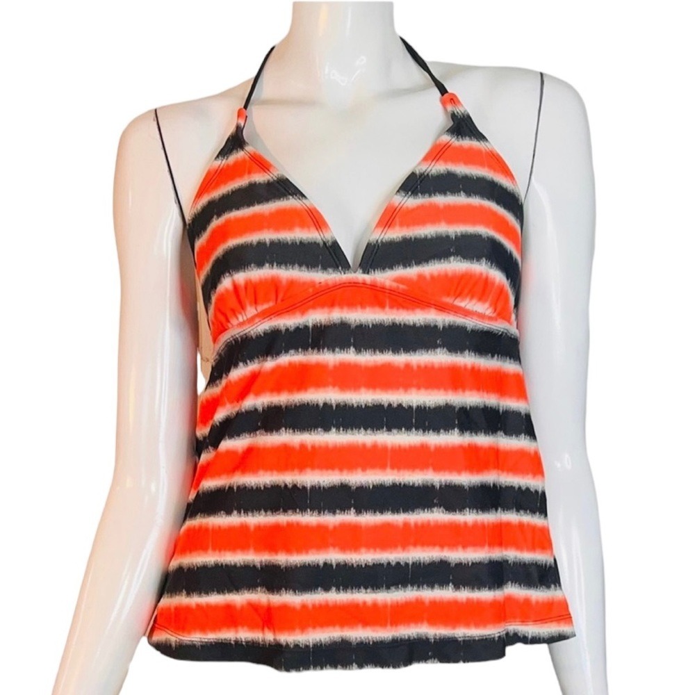 Converse Striped Tankini Top Orange and Grey Halter Swimsuit‎